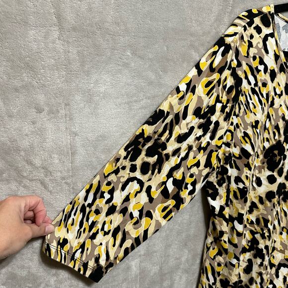 Susan Graver Weekend Top Womens Large Black Pattern Comfort Stretch Office - Picture 4 of 10